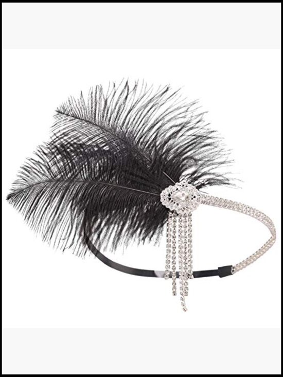Flapper Headband Feather Great Gatsby Cocktail Party Hair Accessory Vintage Chic main image 4